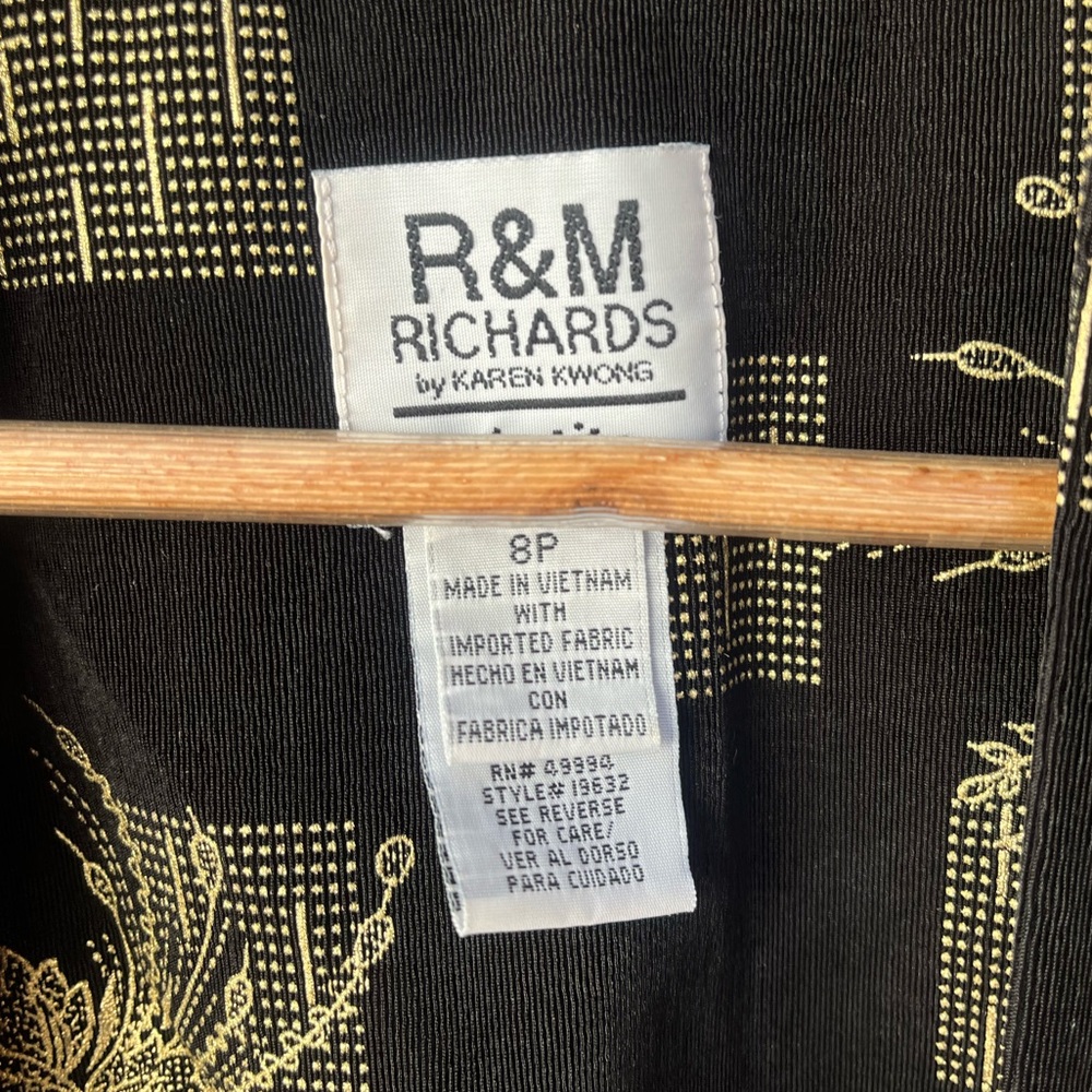 VINTAGE | R&M Richards By Karen Kwong Black Maxi Dress W/ Gold Floral Jacket 8P - Picture 5 of 11